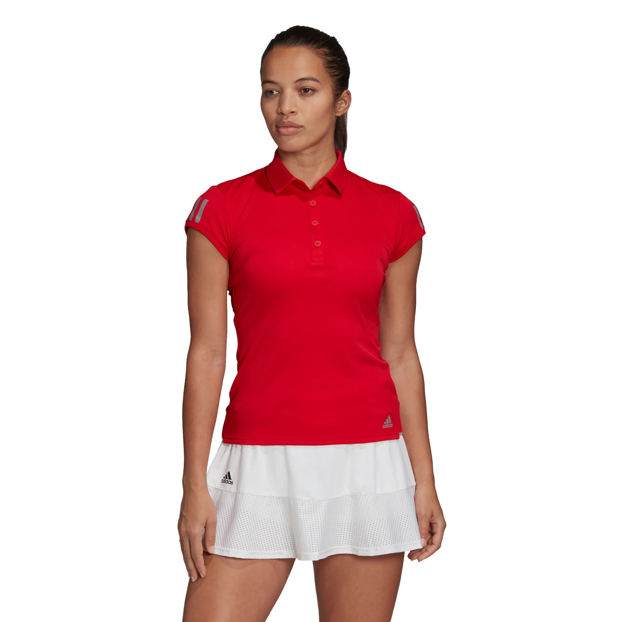 Adidas W Club 3 Stripes Polo - scarlet