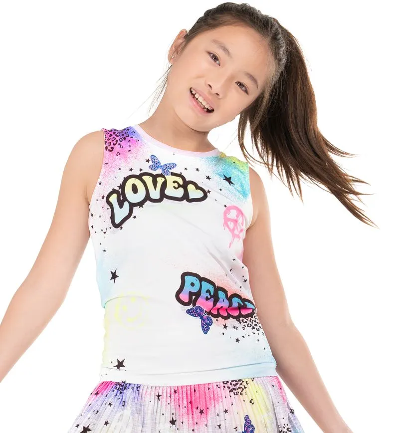 Lucky in Love Novelty Print Graffiti Squad Tie Back Tank - multicolor Lucky in Love Novelty Print Graffiti Squad Tie Back Tank - multicolor
