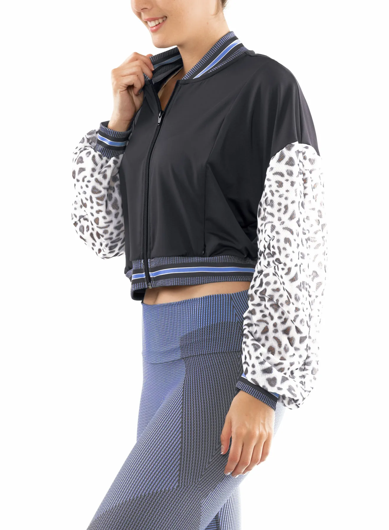 Lucky in Love On The Prowl Prowl Cropped Bomber Jacket Women - charcoal