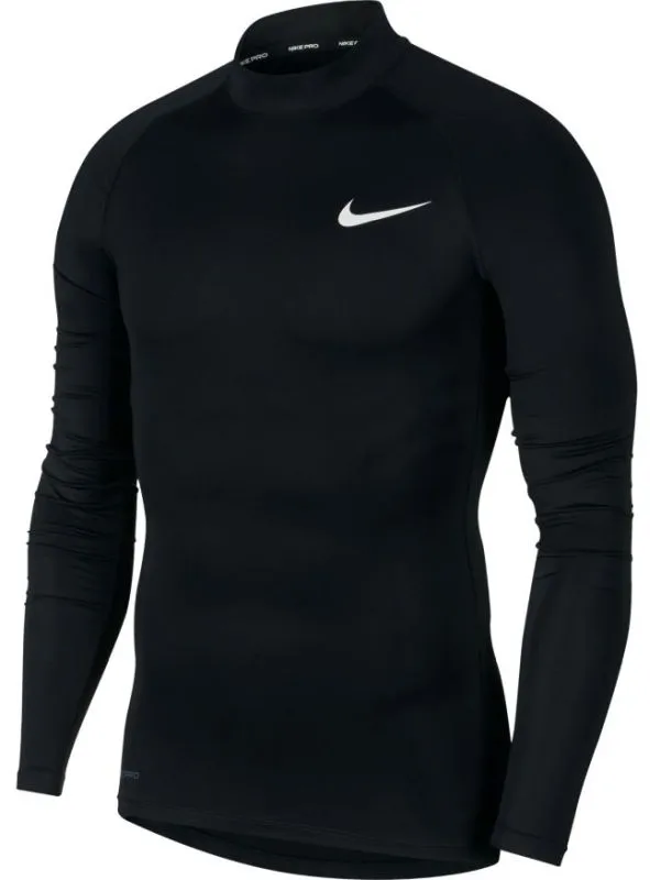 Nike Pro Top LS Tight Mock - black/white