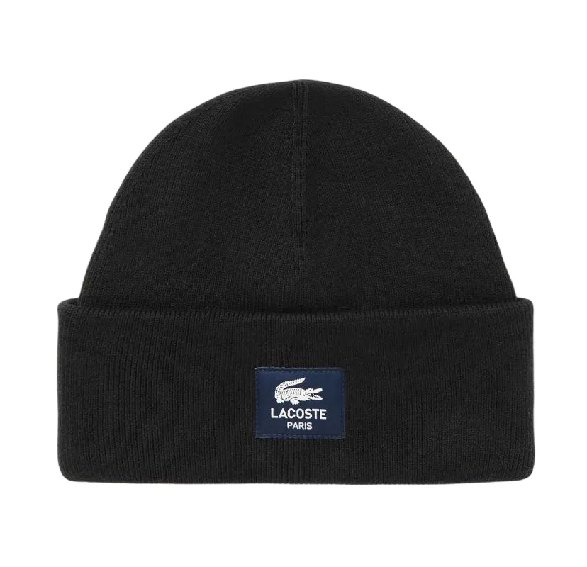Lacoste Unisex Ribbed Cotton Badge - black