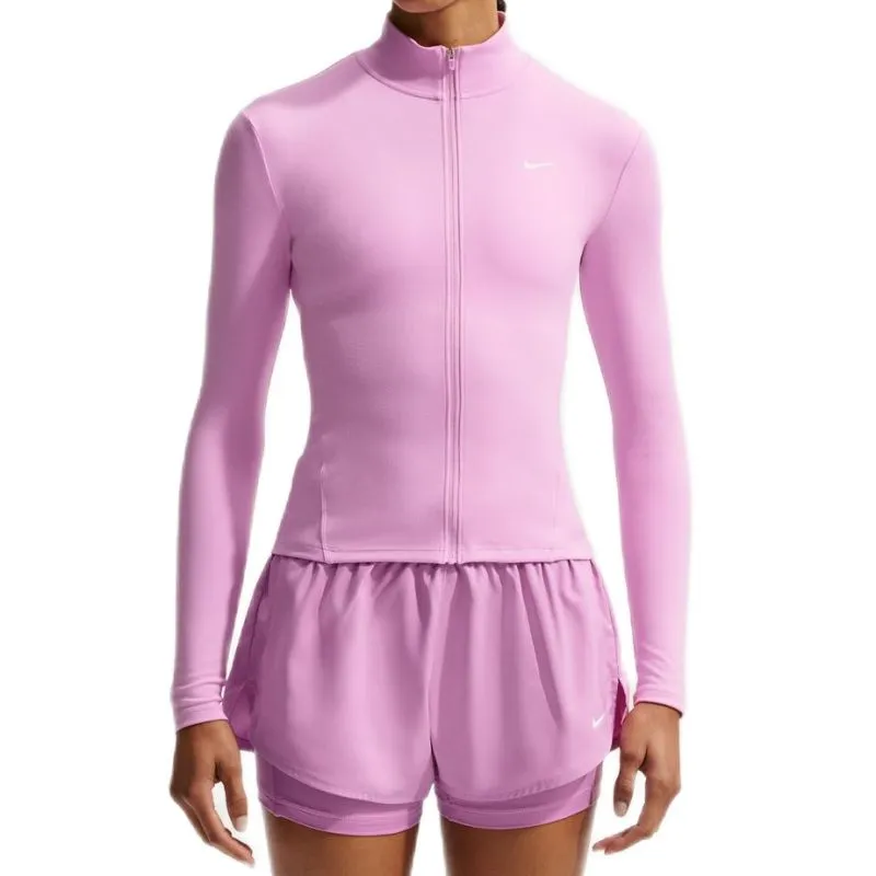 Nike One Dri-Fit Full Zip Fitted - pink rise/white