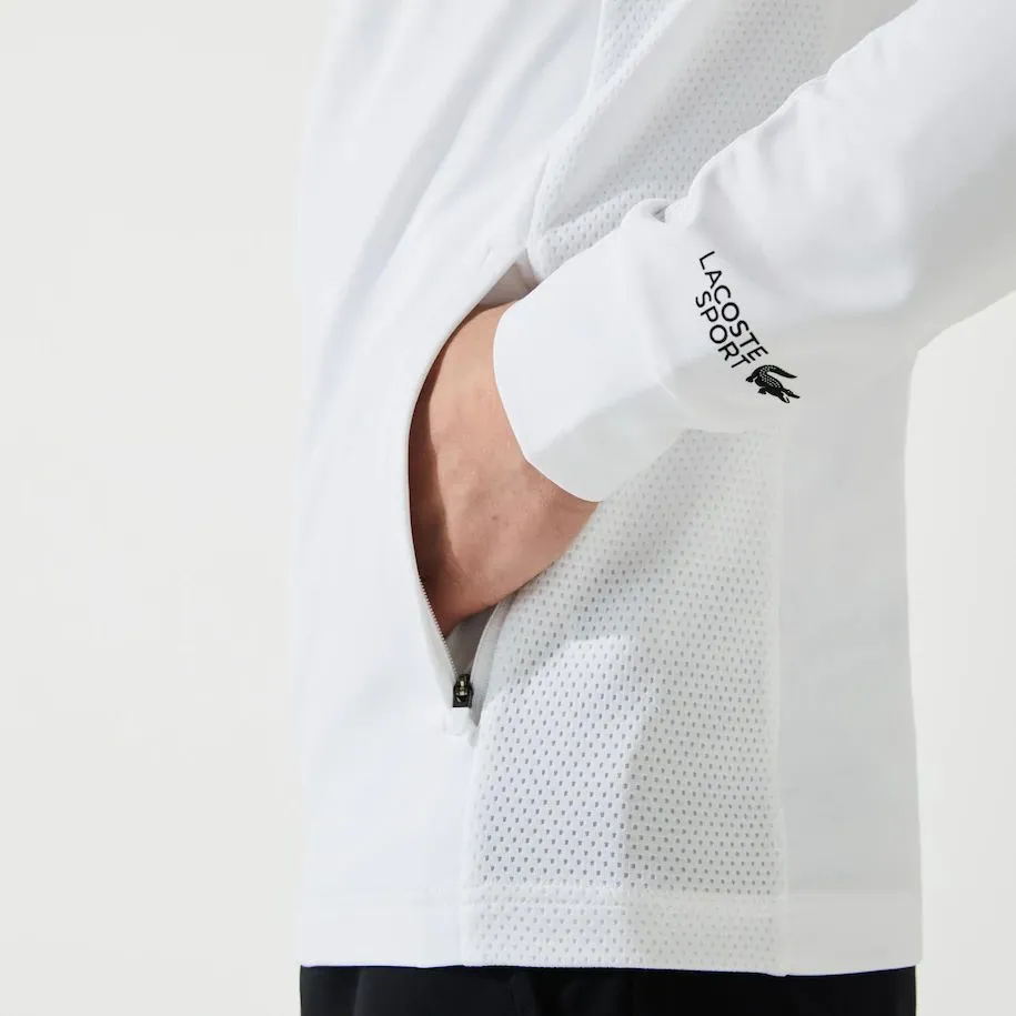 Lacoste Men’s SPORT Breathable Ergonomic Zip Sweatshirt - white/black/white