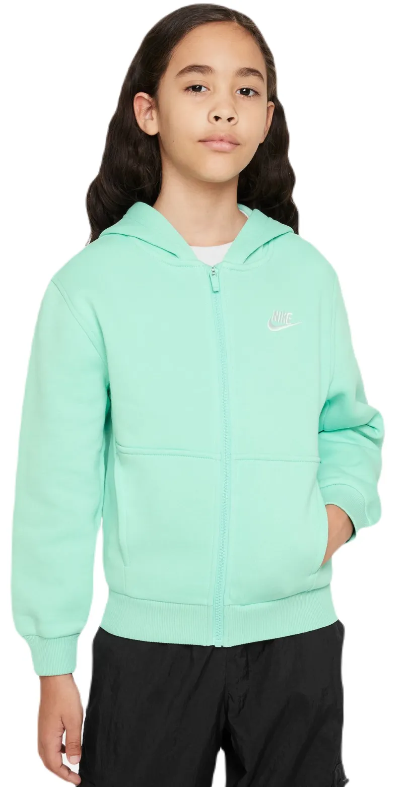 Nike Kids Club Fleece Full-Zip Hoodie - emerald rise/white