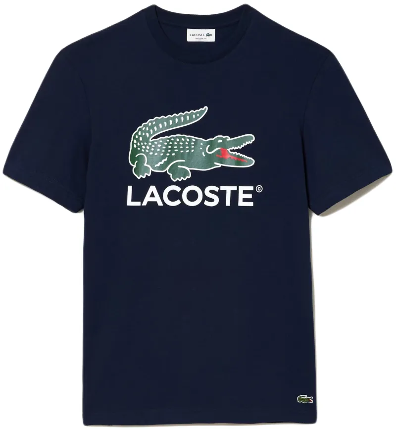 Lacoste Cotton Jersey Signature Print - navy blue
