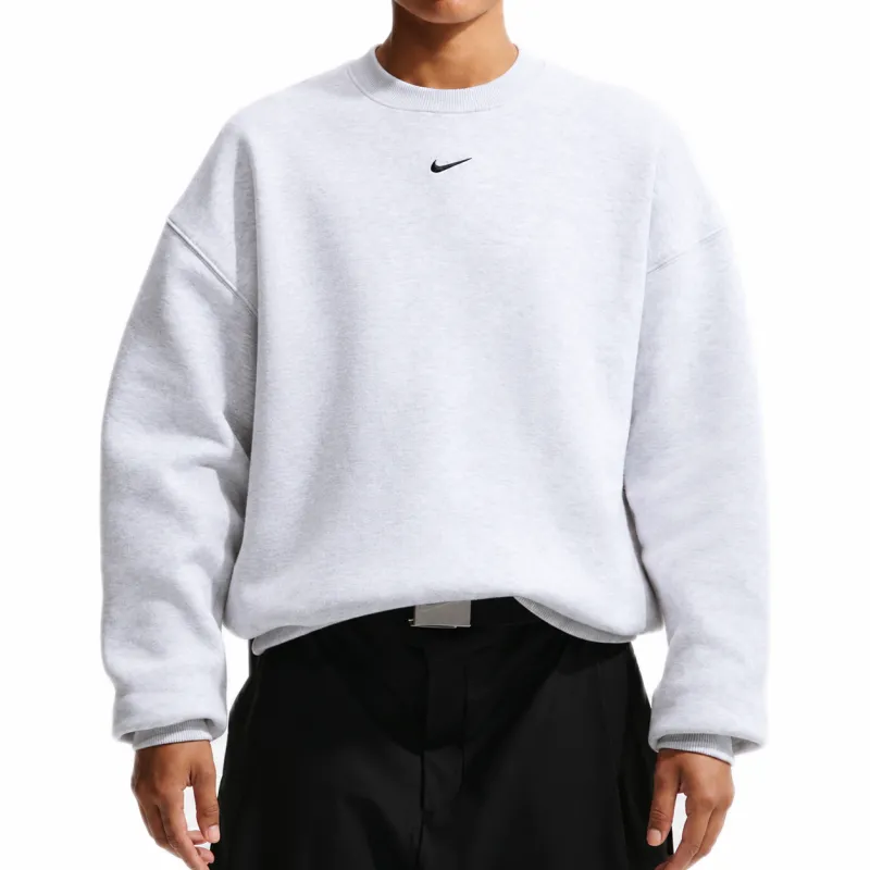 Nike Studio Fleece Medium Weight Oversized Crew - birch heather/black Nike Studio Fleece Medium Weight Oversized Crew - birch heather/black