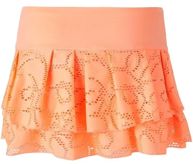 Lucky in Love Girls Eyelet Go Lace Flounce Skirt - orange frost