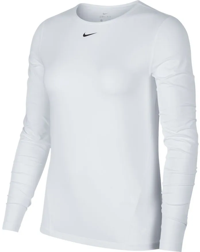 Nike Pro Top LS All Over Mesh - white/black