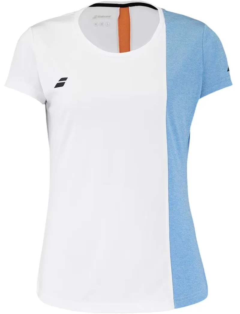 Girls' T-shirt Babolat Play Cap Sleeve Top Girl - white/blithe blue - Multicolor