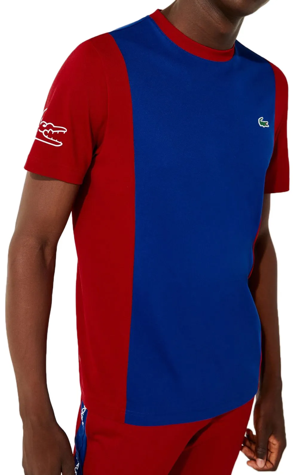 Lacoste Men's Sport Breathable Resistant Bicolor T-shirt - blue/red