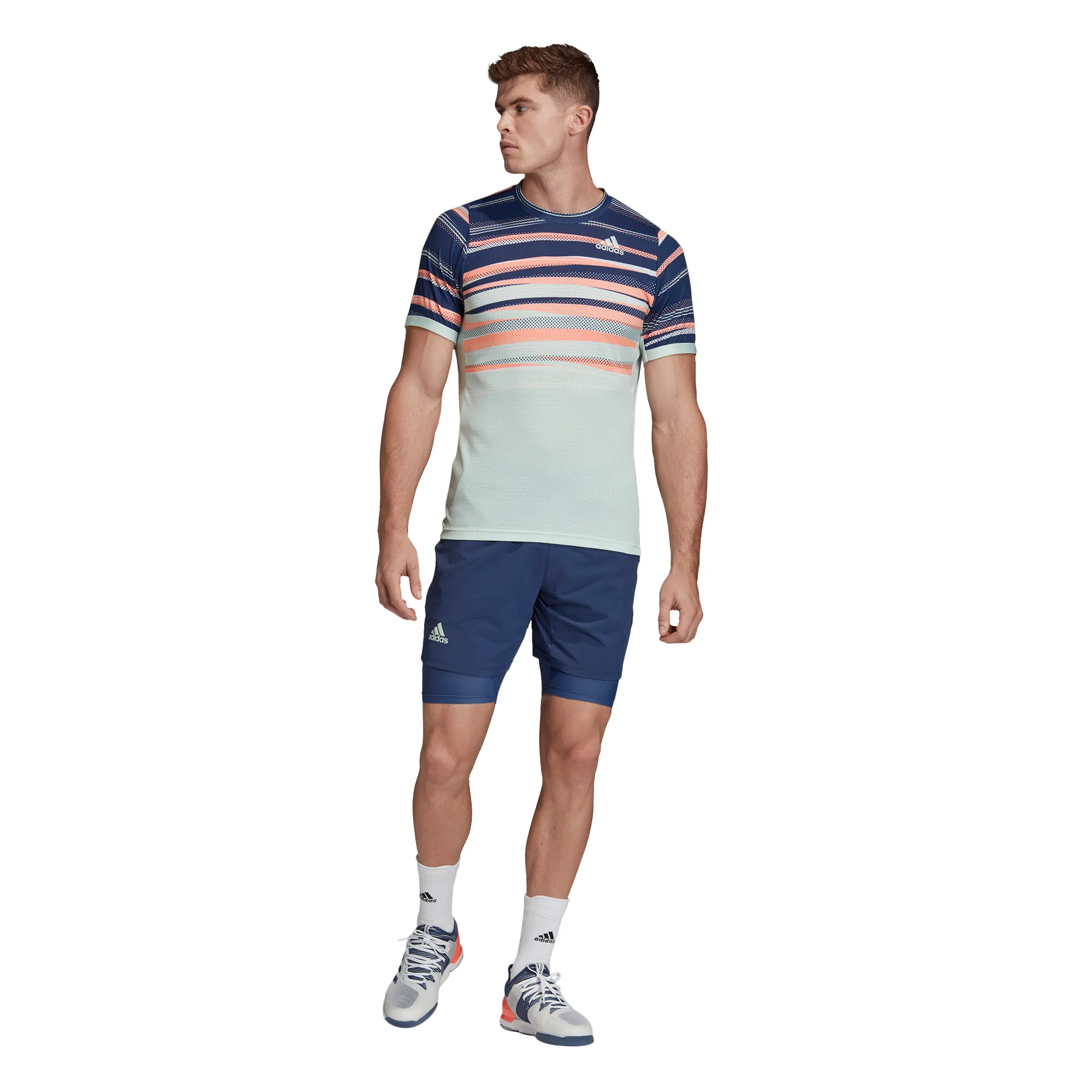 Adidas 2in1 Short Heat Ready 9in - tech indigo/dash green