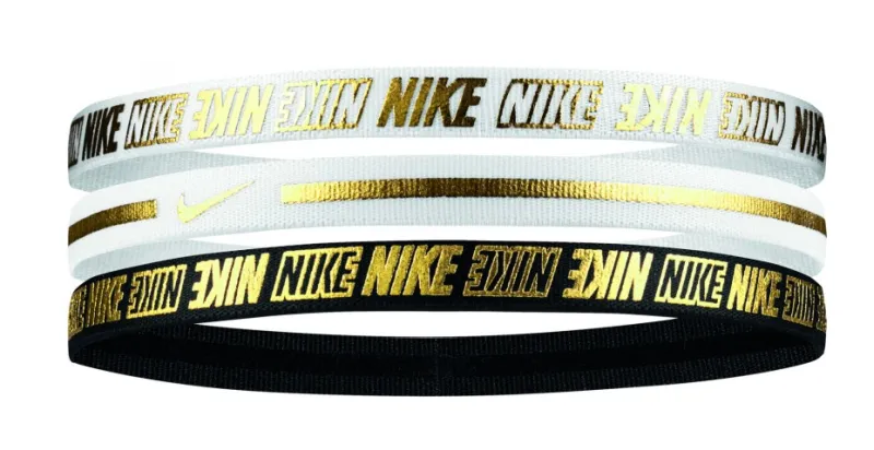 Nike Metallic Hairbands 3 pack - white/white/black