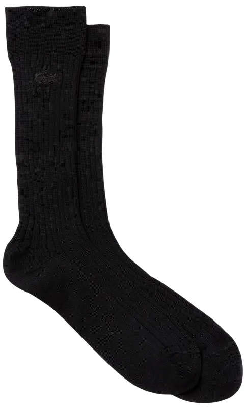 Lacoste Men's Ribbed Cotton Blend Socks 1P - black