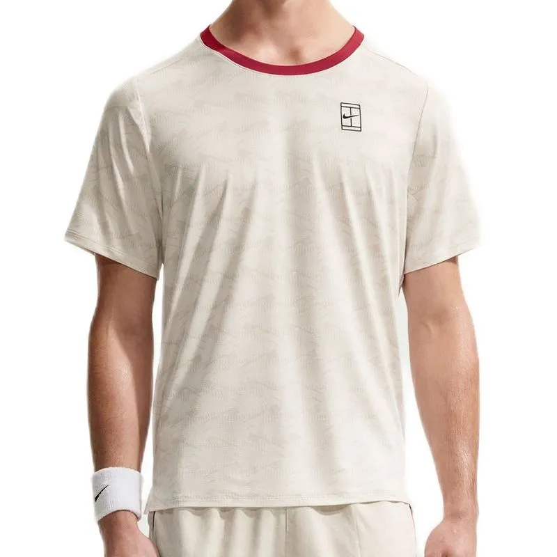 Nike Court Dri-Fit Advantage Print - light beige/tough red/black Nike Court Dri-Fit Advantage Print - light beige/tough red/black