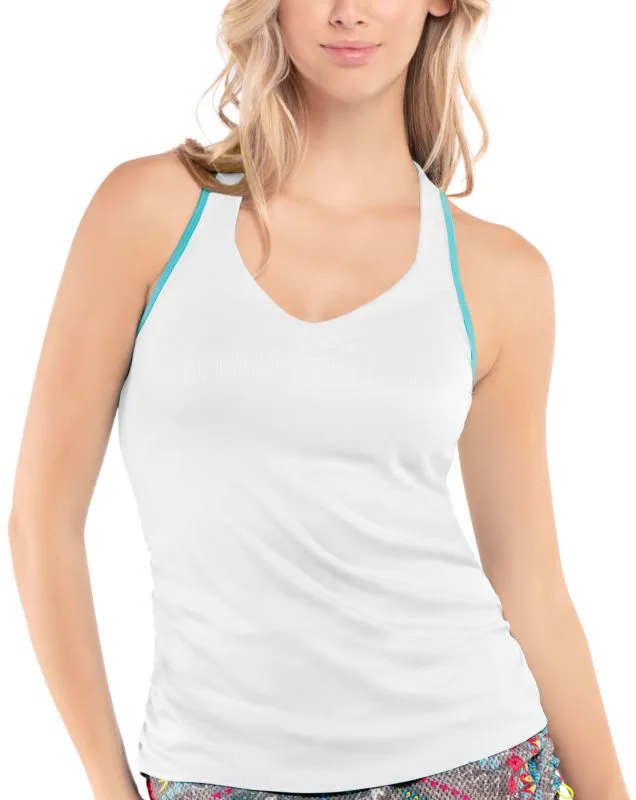 Lucky in Love Desert Vibes Love Wins Tank w/Bra - white