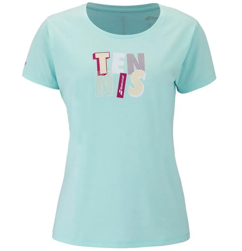 Women's T-shirt Babolat Exercise Message - blue tint - Turquoise