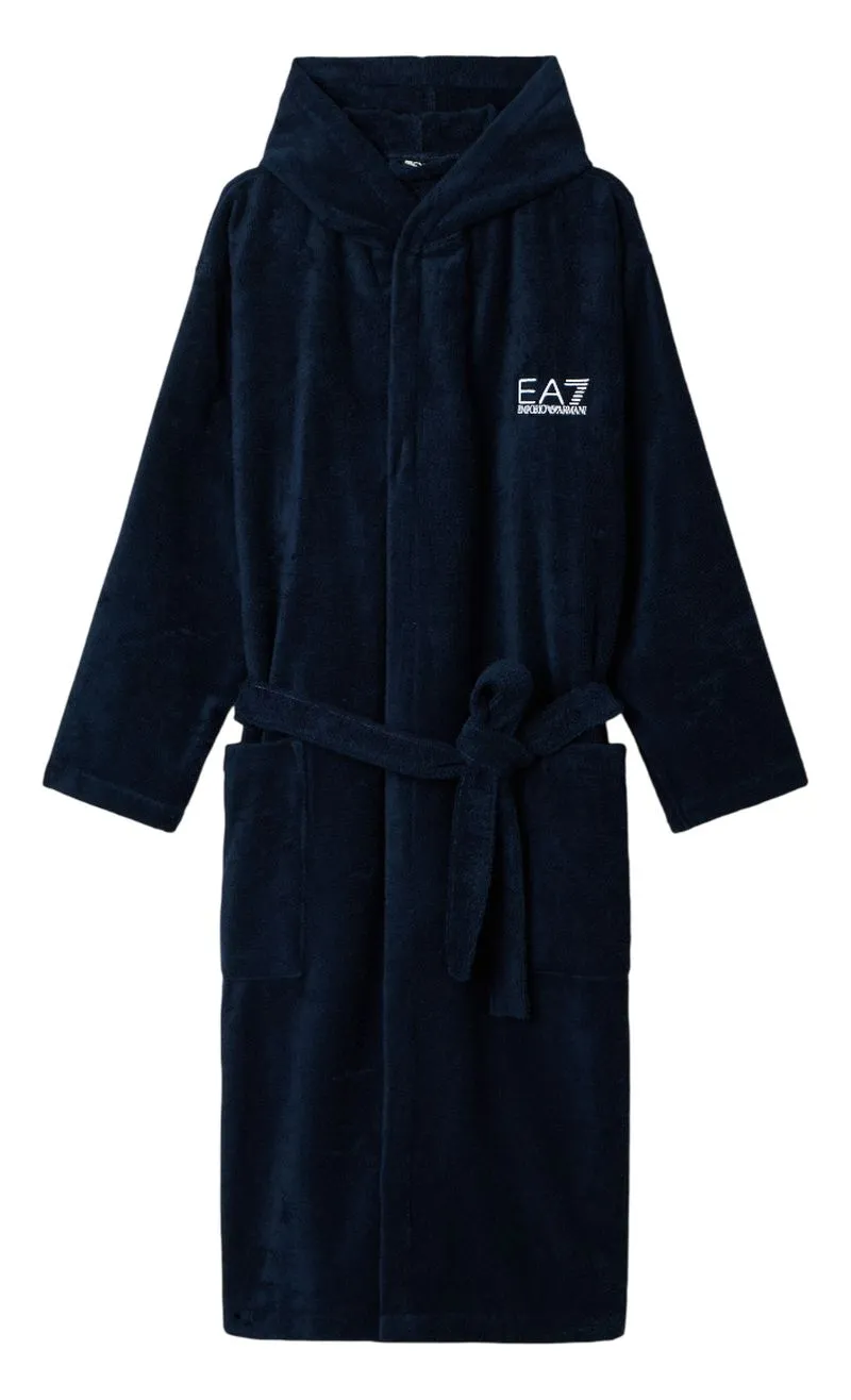 EA7 Cotton Terry Bathrobe - navy blue 