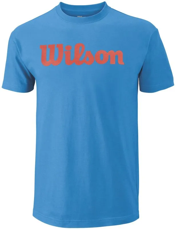 Wilson Script Cotton Tee - blithe/hot coral