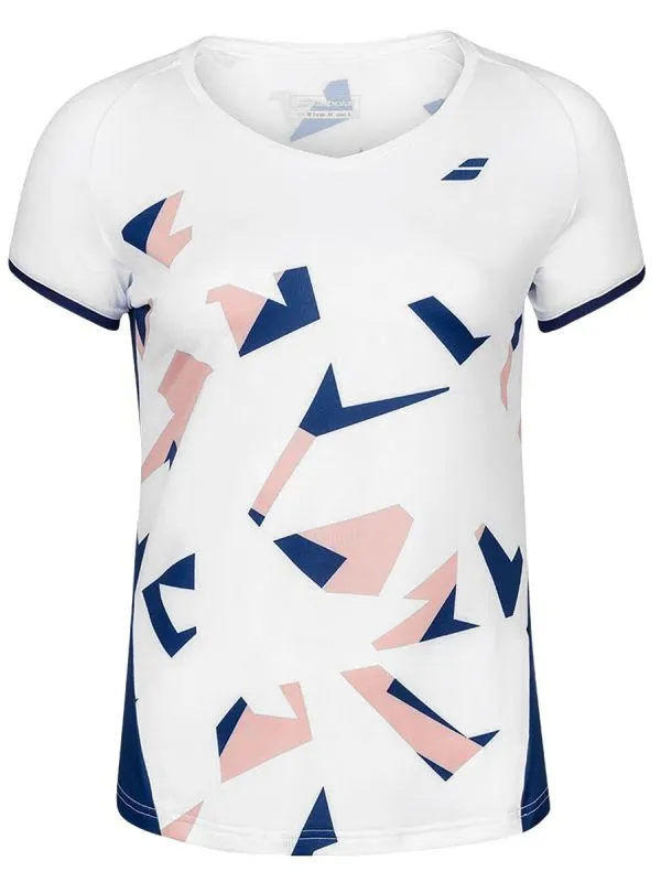 Babolat Compete Cap Sleeve Top Women - white/estate blue Babolat Compete Cap Sleeve Top Women - white/estate blue