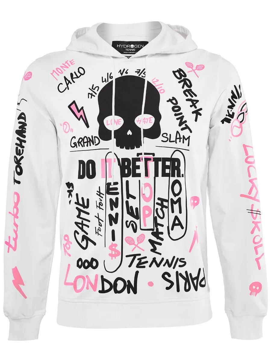 Hydrogen Graffiti Hoodie Man - white/fuchsia