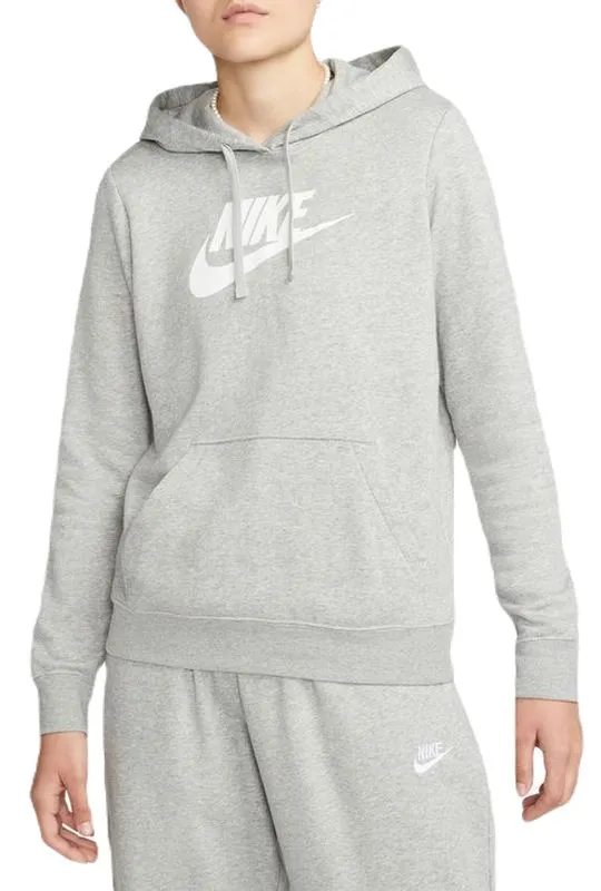 Nike Sportswear Club Fleece Logo Pullover Hoodie - dark grey heather/white Nike Sportswear Club Fleece Logo Pullover Hoodie - dark grey heather/white