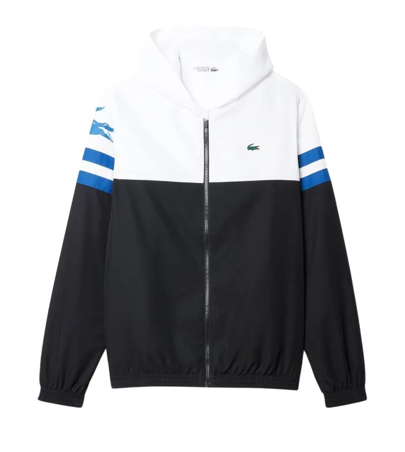 Men's Jumper Lacoste Water-Repellent Hooded - black/blue/white - Multicolor