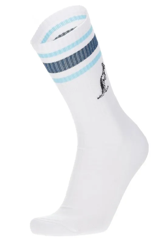 Australian Cotton Socks With Stripes - white/blue
