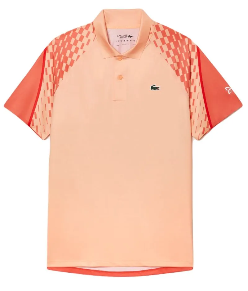 Men's Polo T-shirt Lacoste Tennis x Novak Djokovic Tricolour - light orange/red/orange - Orange