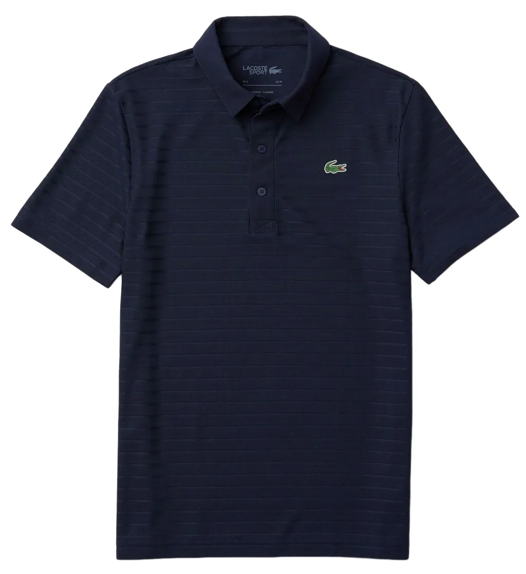 Lacoste Men's SPORT Textured Breathable Golf Polo Shirt - navy blue