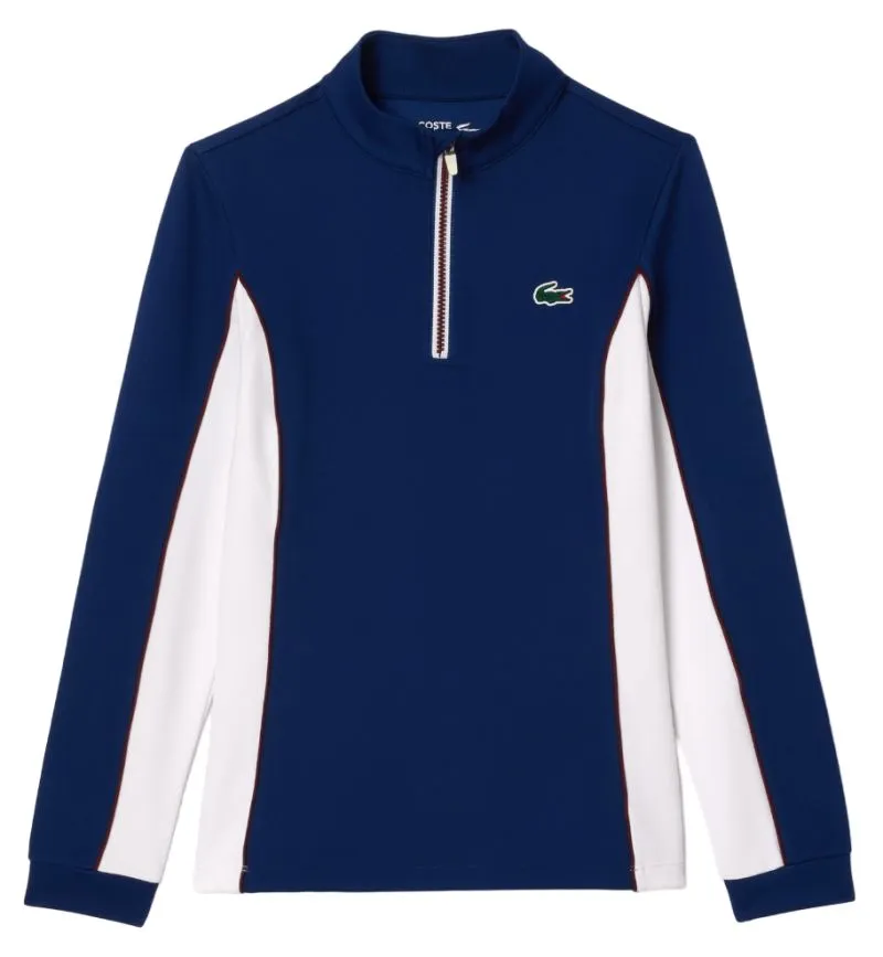 Lacoste Slim Fit Quarter-Zip Sweatshirt - navy blue/white