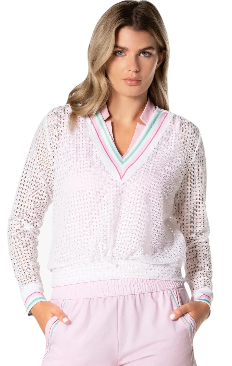 Lucky in Love Deco in Love Nostalgia Basketweave Pullover - white