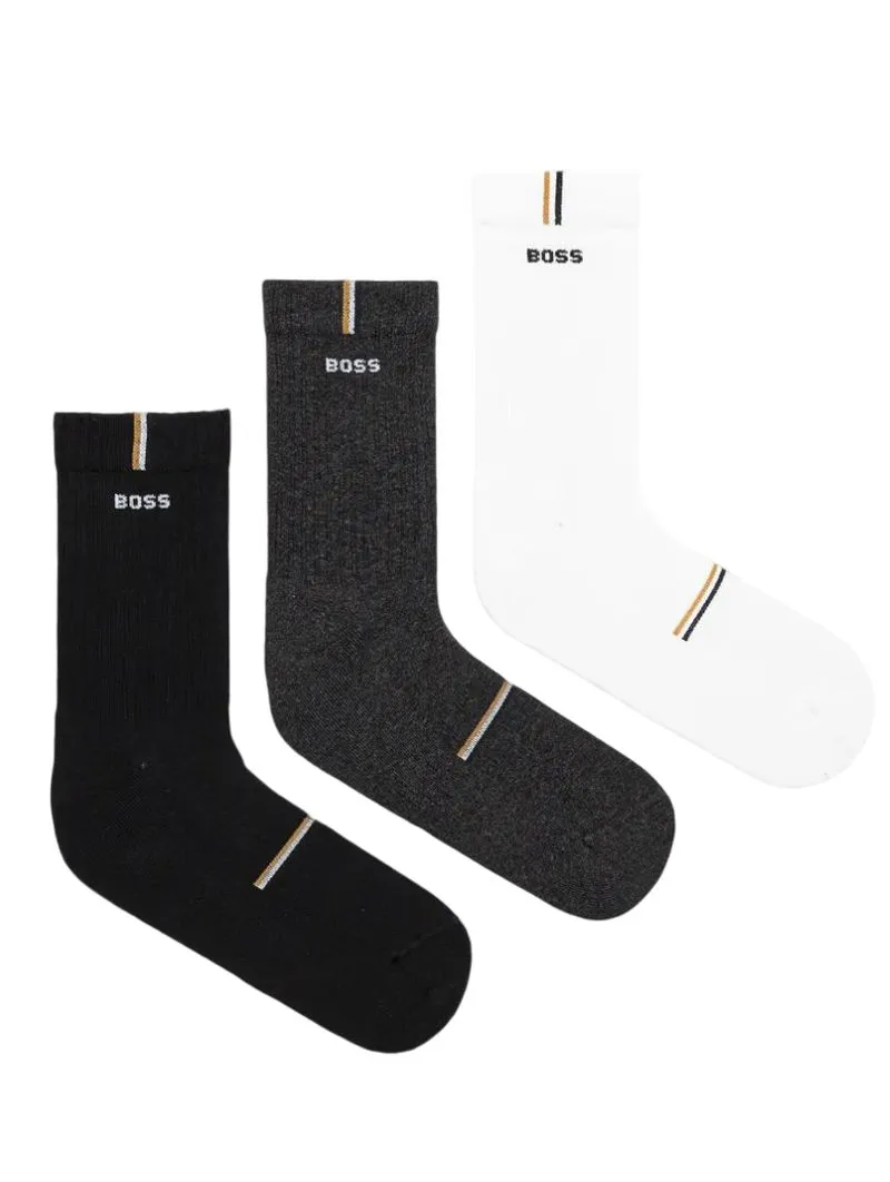 BOSS Short Socks With Logos QS Rib Design CC 3P BOSS Short Socks With Logos QS Rib Design CC 3P