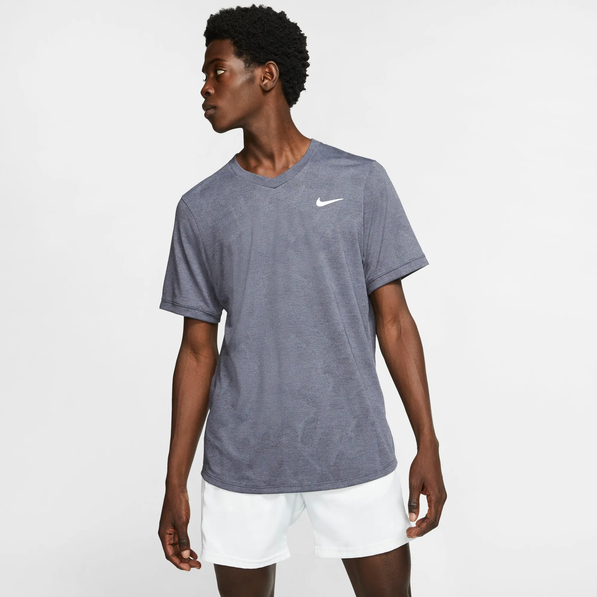 Nike Court Dry Challenger Top SS - gridiron/white