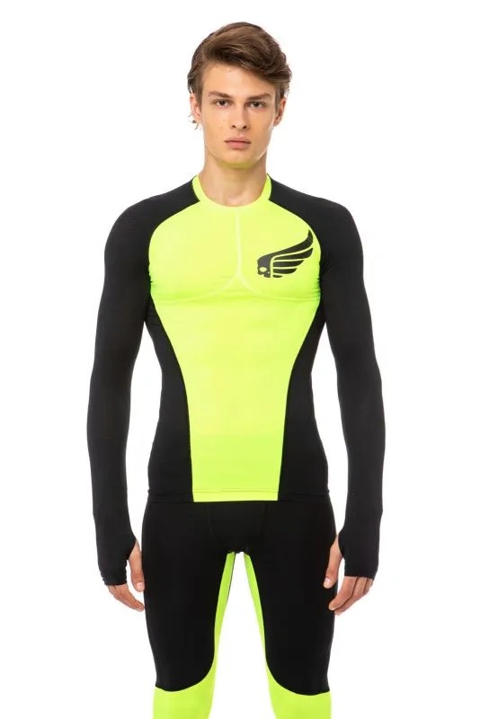 Hydrogen Fast Skull Second Skin Tee LS Man - fluo yellow