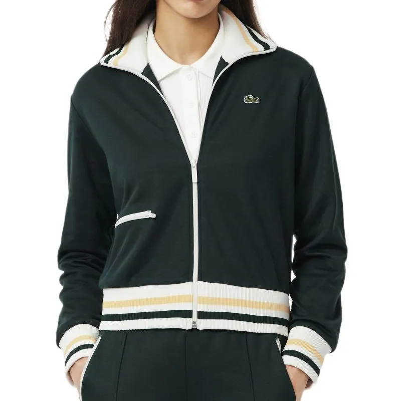 Lacoste Zip-Up Stripe Accent - forest green